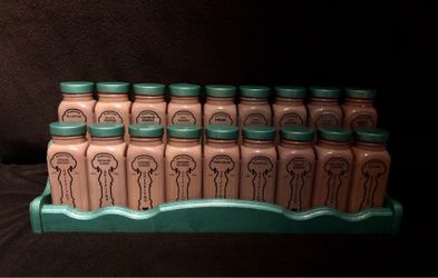 Vintage 1950s Griffith’s  Moca Milk Glass Spice Jars and Rack