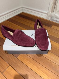 New Burgundy Suede Penny Loafers