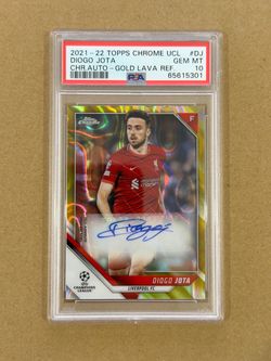 2021-22 Topps Chrome UCL Diogo Jota Gold Lava Refractor Auto PSA 10