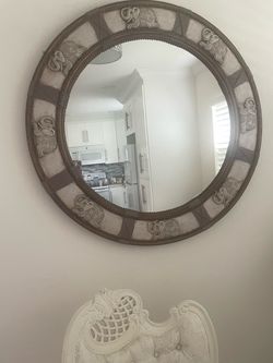 Large round mirror
