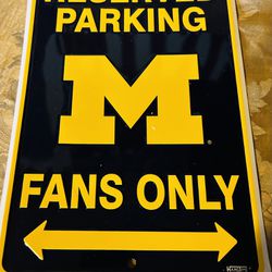 Michigan Sports Fans Metal Sign Reserve Parking Sign 8x12