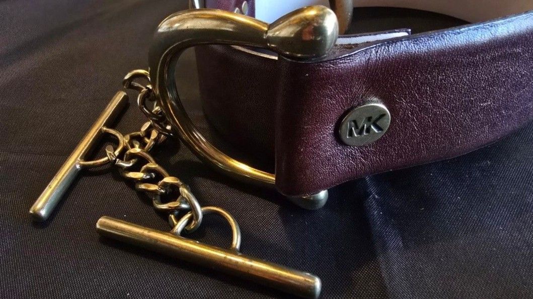 Michael Kors Signature Genuine Leather Belt Women Golden Authentic L/XL 551744