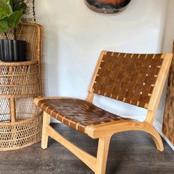Woven Leather Accent Chair