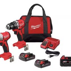 M18 18V Lithium-Ion Brushless Cordless Compact Drill/Impact Combo Kit (2-Tool) w/(2) 2.0 Ah Batteries w/5.0 Ah Battery