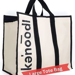 KENOODL-Large Tote Bag with Pockets Insulated Foldable Utility,Reusable Grocery Shopping Vibes.