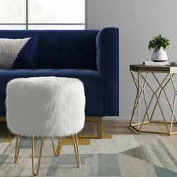 Project 62 Radovre Hairpin 20" Ottoman Faux Fur White