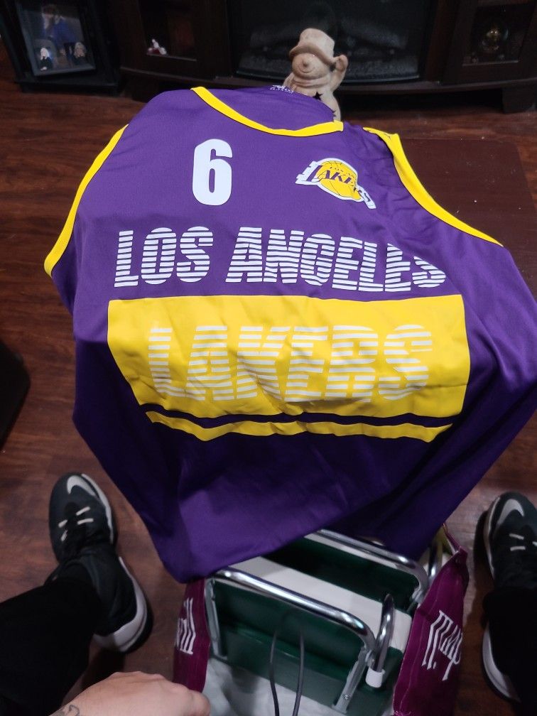 NBA-Men's Purple Los Angeles Lakers #6 Lebron James Jersey size 2XL