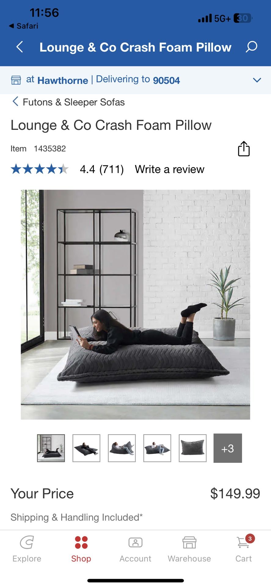 Lounge & Co Crash Foam Pillow