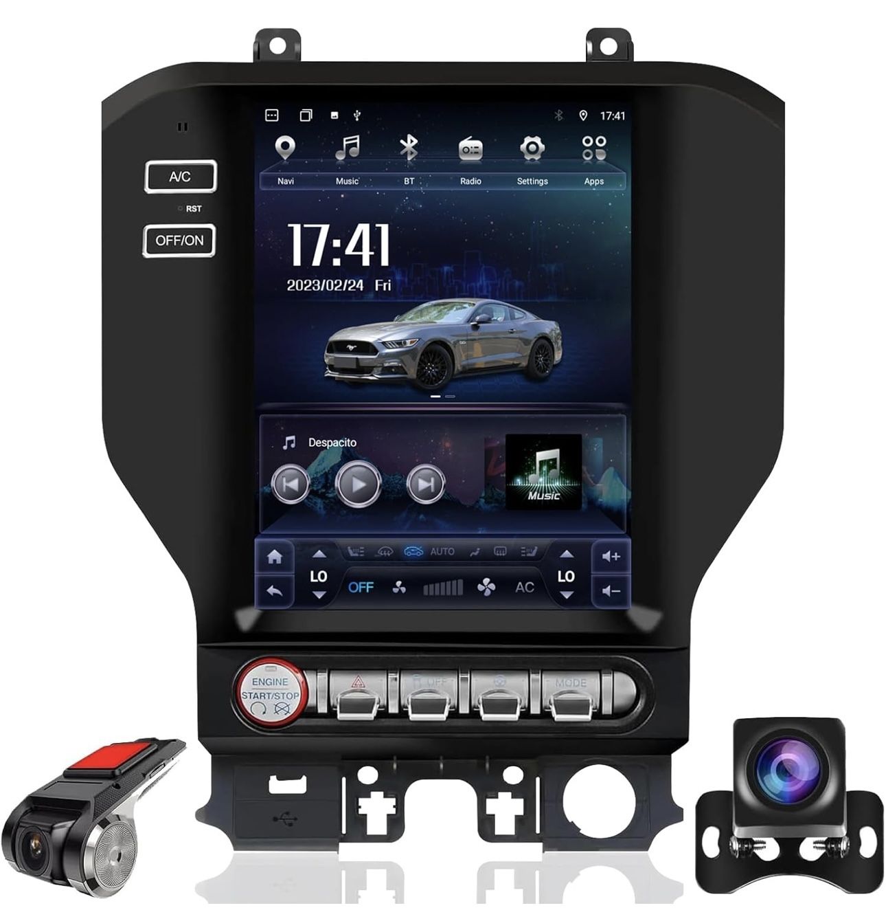Car Radio for Ford Mustang 2015 2016 2017 2018 2019 2020 Stereo Replacement 10.4 Inch Touch Screen Carplay Android Auto Head Unit Upgrade DSP Multimed