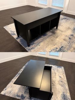 Black IKEA Ostavall adjustable coffee table