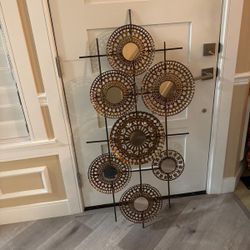 Metal Decorative Wall Art with Mirrors – 25” x 50”  