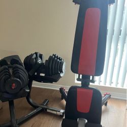 Bowflex 1090 Adjustable Dumbbells With Rack, Bench