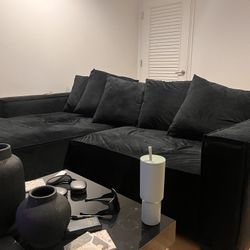 Madison 2 Piece Black Couch