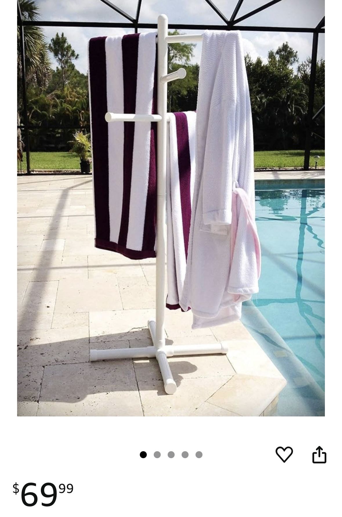 Pool Towel Tree Rack Holder with 6 Arms