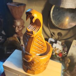 Wood Skake Bowl Hand Carved U Pick Up