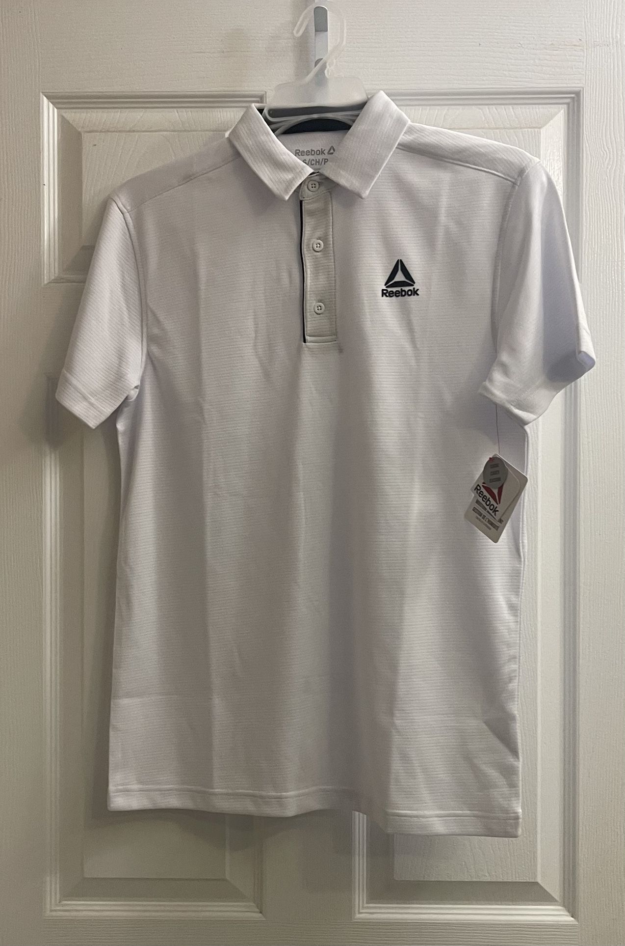 Brand New Men’s Reebok Polo Shirts In White/Royal Blue & Neon Green Sizes S & M $9.00 Each