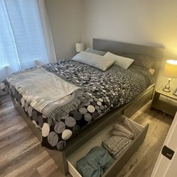 Queen Malm Bed With Mattress/topper