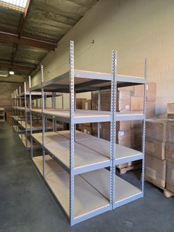 4 Tier Shelving 48 in W x 24 in D American Made Used Heavy Duty Steel Boltless Storage Rack Delivery Available