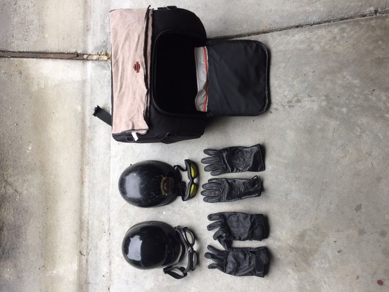 Motorcycle helmet gloves and travel bag