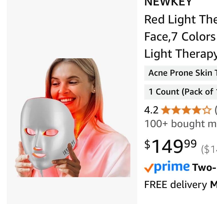 NEWKEY Red Light Therapy Mask for Face,7 Colors LED Face Mask Light Therapy, At-Home Photon Skin Care Beauty Mask for Anti Wrinkles Acne Reduction