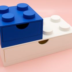 LEGO-Style Drawer Organizer Set – Blue & White – $20