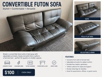Convertible Futon Sofa – Dark Brown – $100