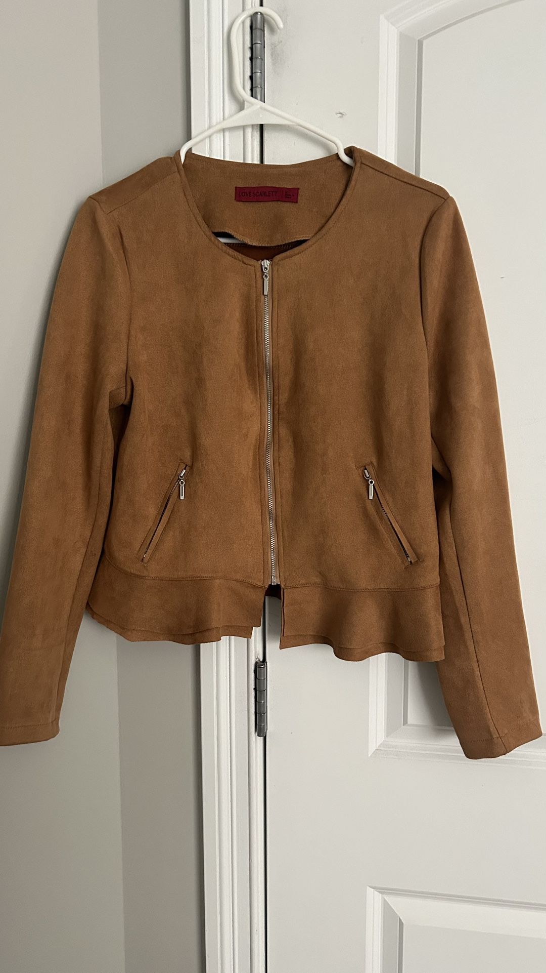 Love Scarlett Faux Suede Jacket – Camel Brown M
