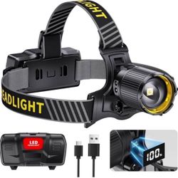 Brand New Led Rechargeable Headlamp , 990000LM Super Bright Head Lamp with Motion Sensor & 5 Modes & Zoomable & IPX7 Waterproof, 120°Adjustable Head L