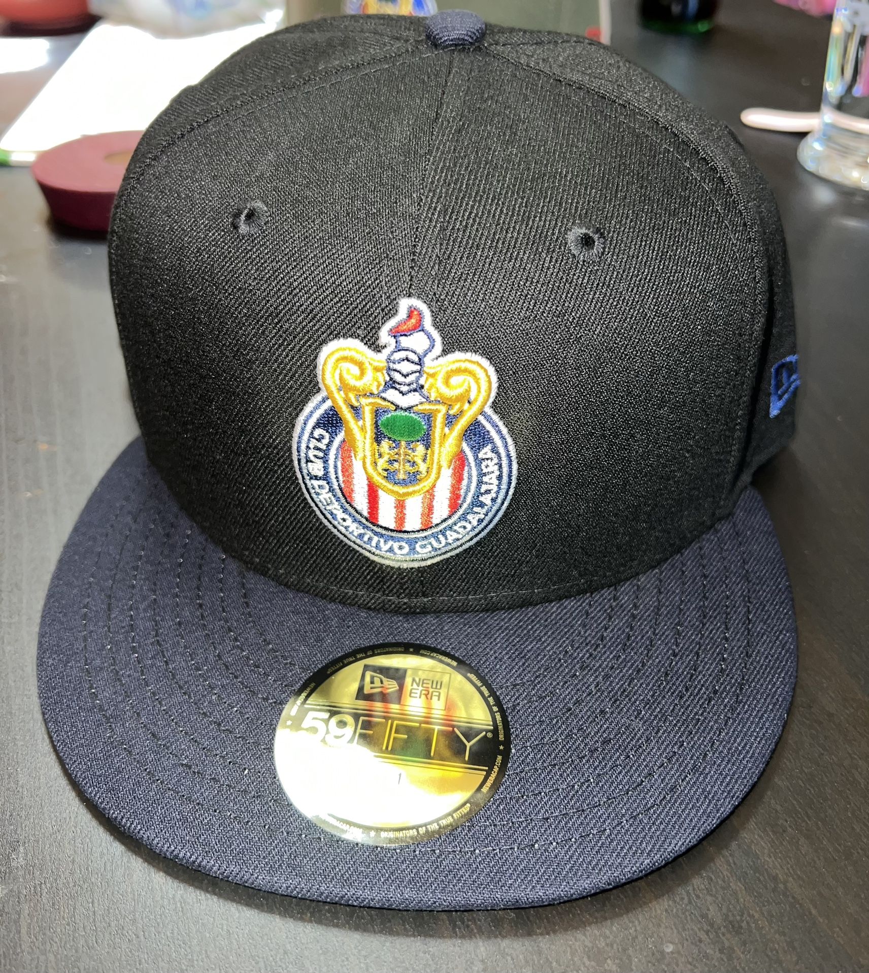 NEW ERA EXCLUSIVE 59FIFTY BLACK/NAVY "CHIVAS DE GUADALAJARA" W/ THE GOAT SIDEPATCH × 1