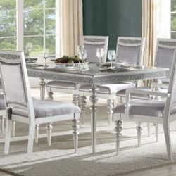 Silver Glam Dining Table Set - Table + 6 Chairs $1200
