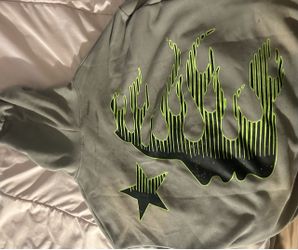 Gray Graphic Hoodie with Flame Design