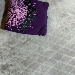XL Purple Rhinestone Sp5der Hoodie 