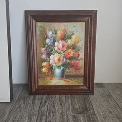Oil On Canvas - Flowers In Oil