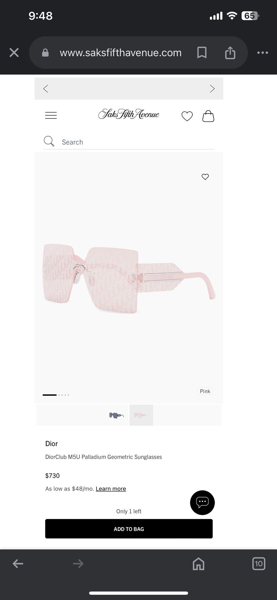 Christian Dior holographic pink glasses