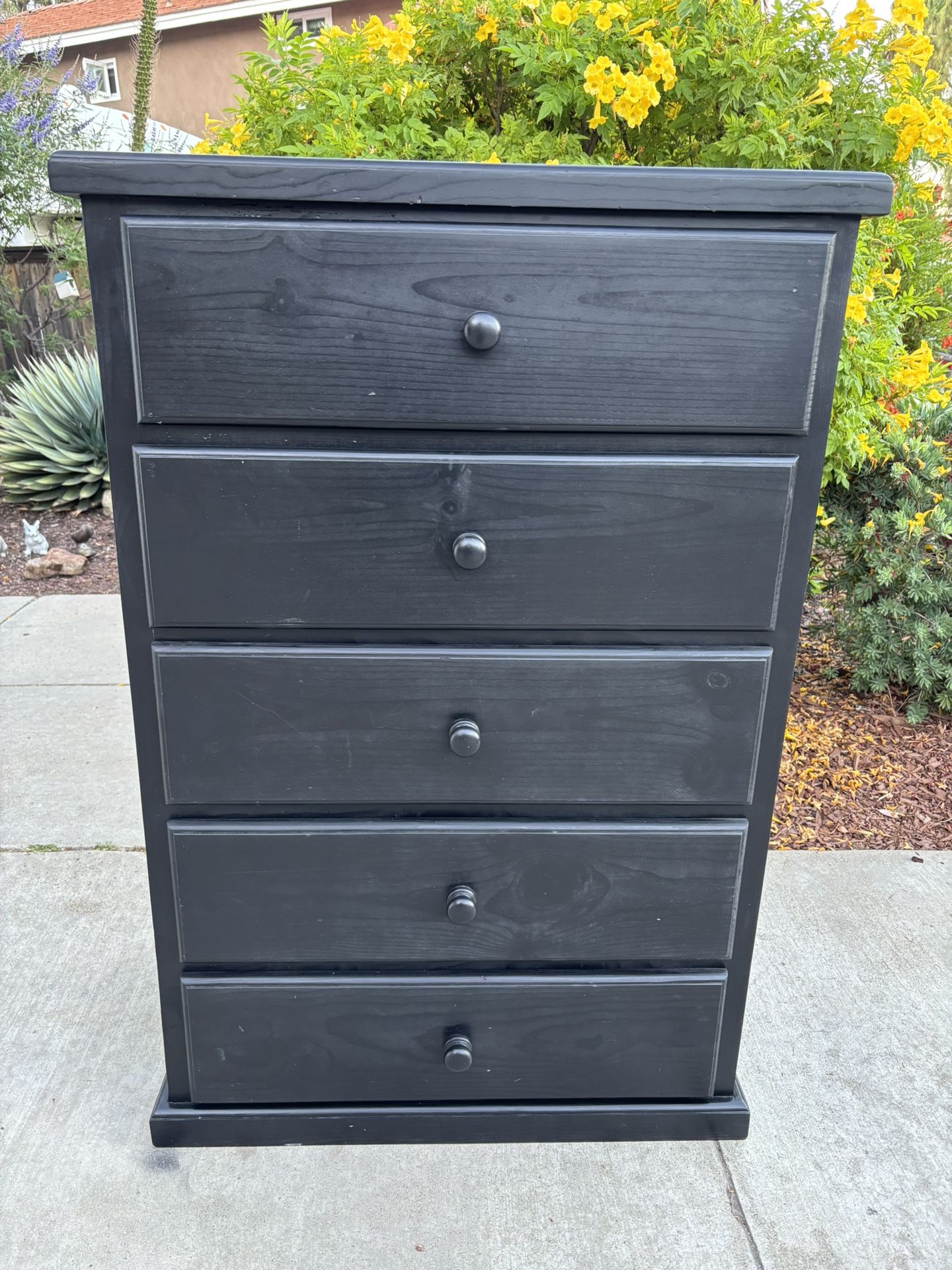 Black Solid Wood Dresser Chest of Drawers Furniture Great Condition
