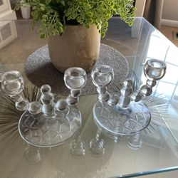 Thick Glass- Glass Candle Holders (2)