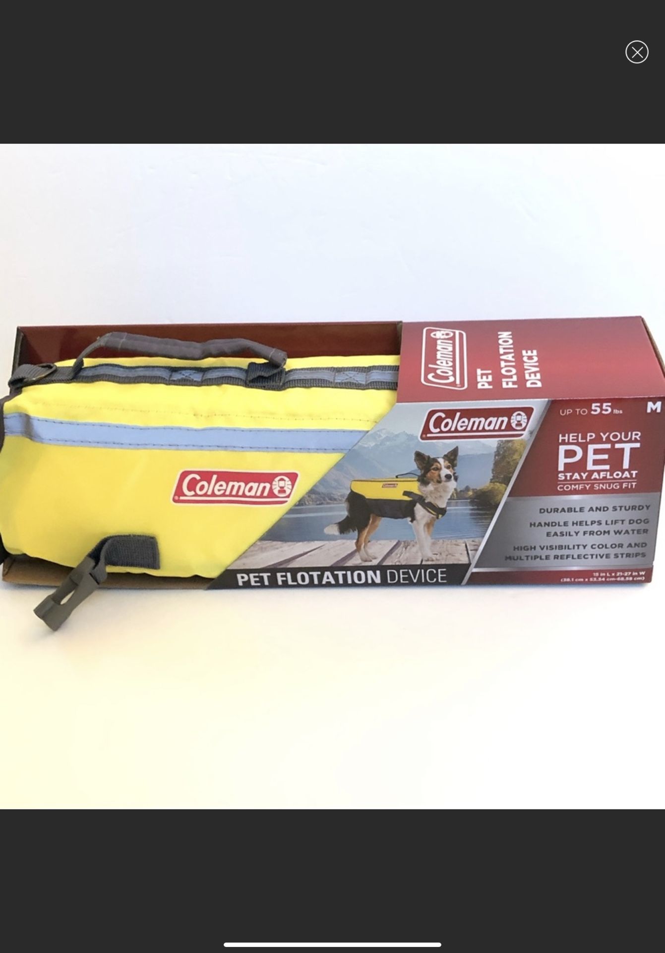 Coleman Pet Flotation Vest Medium (15 in L x 21-27in W) Up To 55lbs