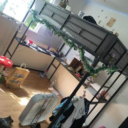 Full Bed Frame With Desk