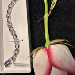 1/4 CTW DIAMOND SILVER OVAL LINK 8” Bracelet 