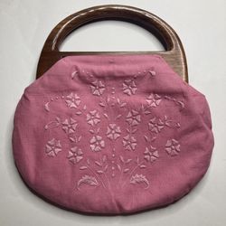 Vintage Pink Linen Bermuda Bag 👛