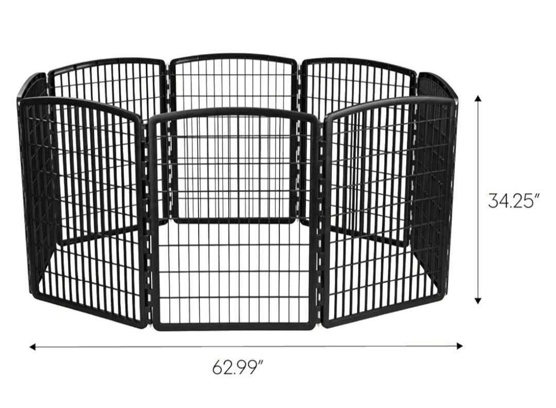 New IRIS USA 34"H Exercise 8-Panel Pet Playpen, for Small Medium Dogs up to 50lbs.  Color=Black