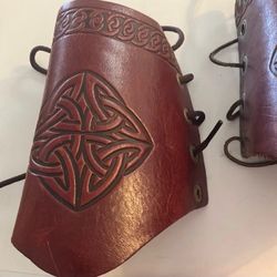 Set Of Hand Tooled Leather Cuffs