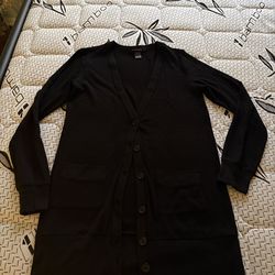 Women’s Long Black Button Up Cardigan