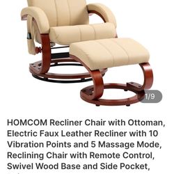 Faux Leather Recliner With Ottoman 