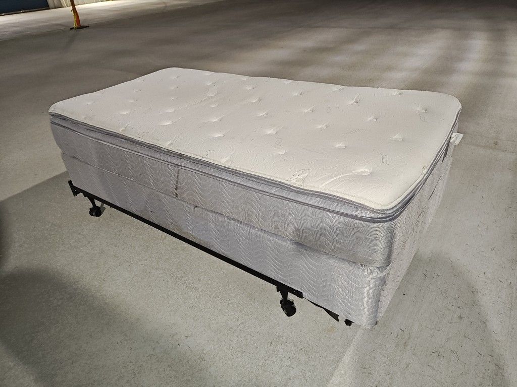 Twin Mattress, Boxspring & Frame ($10 Delivery)