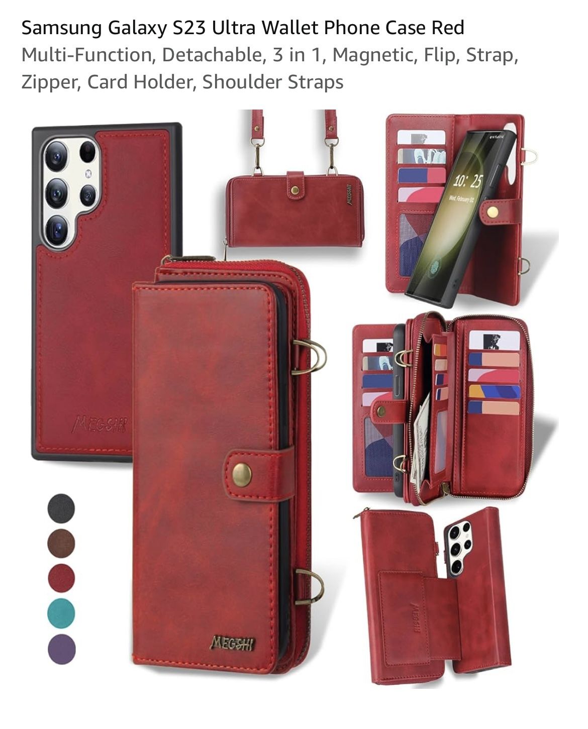 Samsung Galaxy S23 Ultra Wallet Phone Case Red