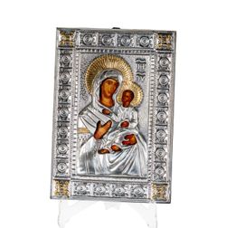 Italian .925 Silver Icon, Virgin Mary & Christ Child, Gold-Accented