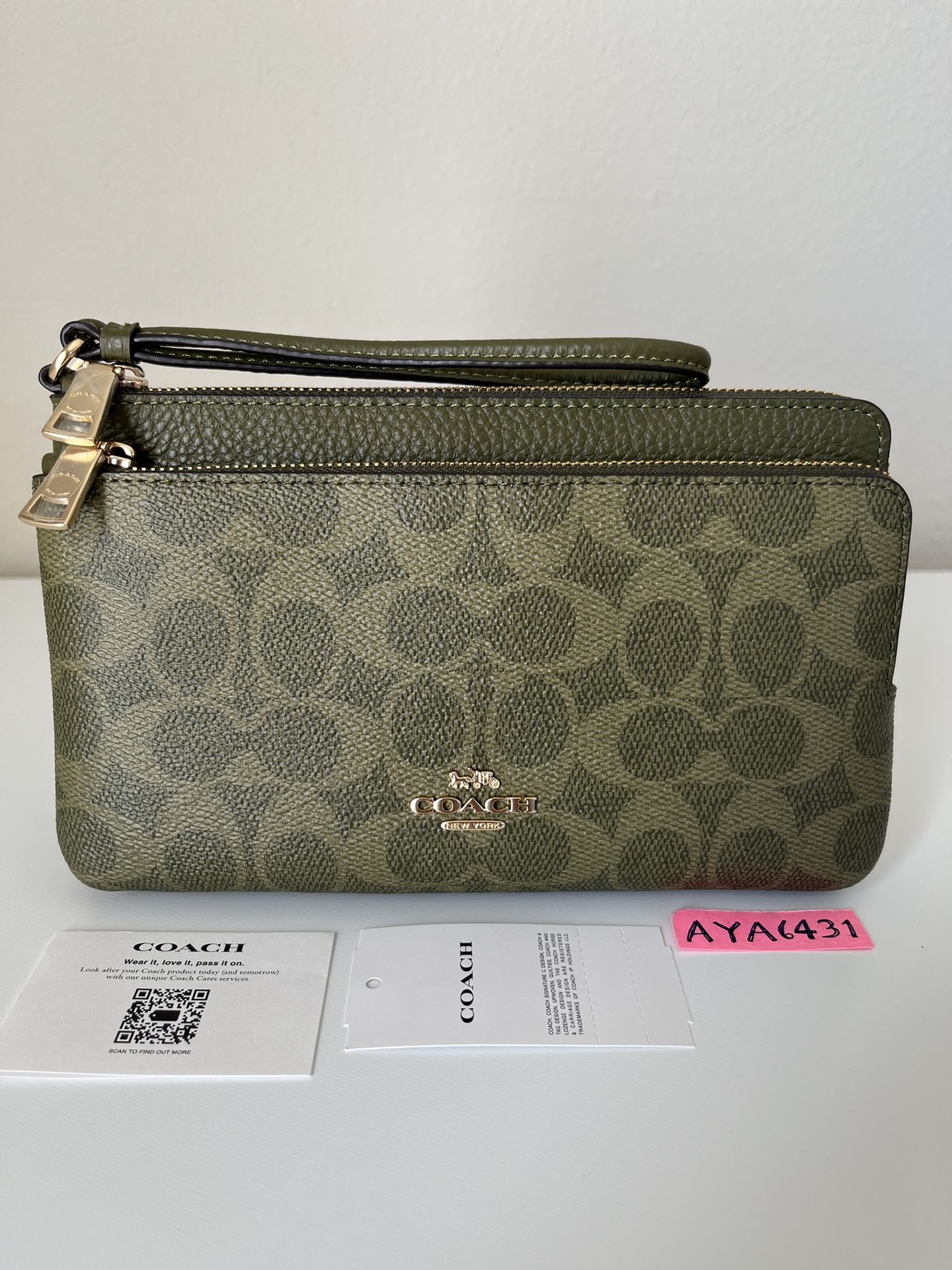 Coach large double zip wristlet