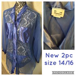 New Blue Sheer Nightshirt & Matching Panties Size 14/16