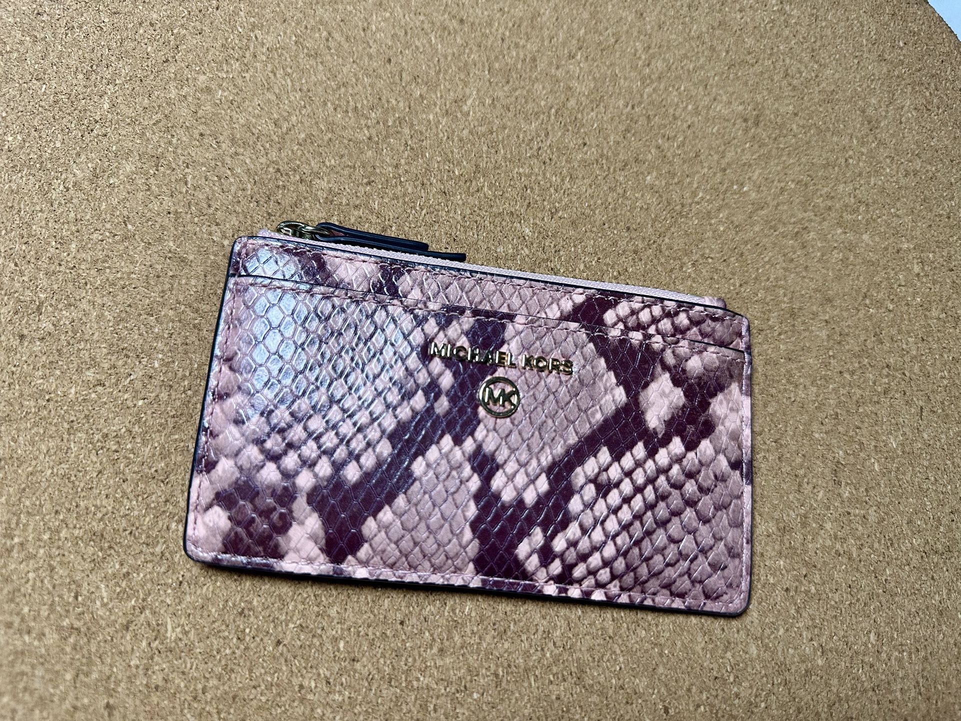 Michael Kors Pink Faux Snakeskin Card Holder